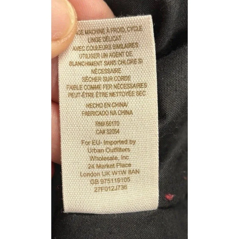 Free People We the Free Black Textured Red Pop of Color Moto Jacket Size 10 - Picture 12 of 12